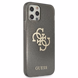 Guess GUHCP12LPCUGL4GBK iPhone 12 Pro Max 6.7" melns/melns cietais apvalks Spīdums 4G Liels Logotips
