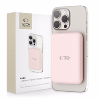 Tech-Protect LifeMag PB10 portatīvais lādētājs ar MagSafe 5000mAh 15W USB-C portu - rozā + USB-C kabelis
