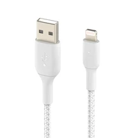 USB kabelis Belkin Boost Charge Braided USB-A to Lightning 1,0 m balts