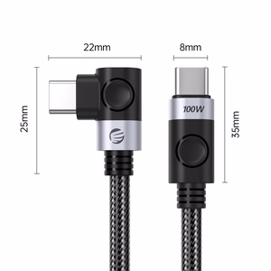 Orico C2C leņķa USB-C–USB-C PD, 100 W kabelis, 0,5 m – melns