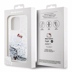 Hello Kitty Liquid Glitter Charms Kitty Head viedtālruņa apvalks iPhone 15 Pro - sudraba