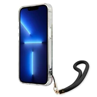 Guess GUHCP13XHFLSB iPhone 13 Pro Max 6.7" zils cietais viedtālruņa apvalks ar ziedu siksniņu