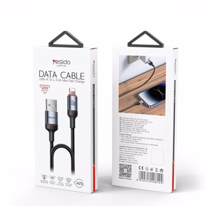 YESIDO KABELIS CA129L 12W TYPE-C/LIGHTNING 1,2M 2A melns