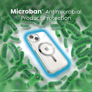 Speck GemShell Grip MagSafe vāciņš ierīcei iPhone 17e / 16e / 15 / 14 / 13, caurspīdīgs, ar hroma apdari