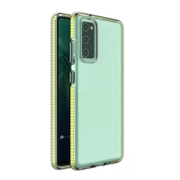 Spring apvalks caurspīdīgs TPU gēla aizsargvāks ar krāsainu rāmi Samsung Galaxy A72 4G dzeltens