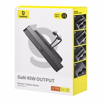 Hub Baseus T-Space ar USB-C uz lightning kabeļiem Tesla automašīnām (melns)