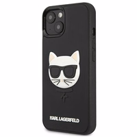 Karl Lagerfeld 3D Gumijas Choupette viedtālruņa apvalks iPhone 13 mini - melns