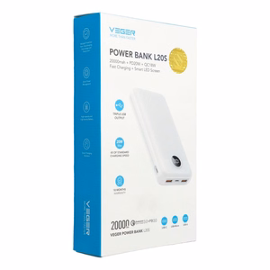 VEGER portatīvais lādētājs 20000 mAh PD QC3.0 2A20W L20S (VP2039PD / W2039PD) balts