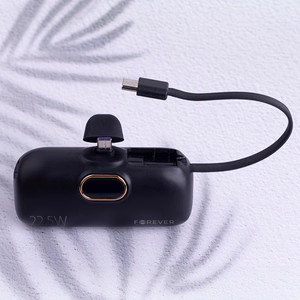 Forever mini portatīvais lādētājs MTB-100 22.5W 5000 mAh USB C melns