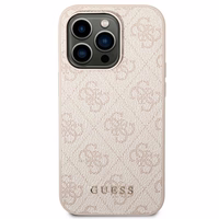 Guess 4G Metal Gold Logo viedtālruņa apvalks iPhone 14 Pro Max - rozā