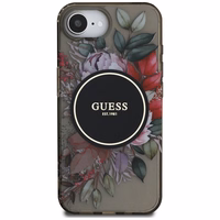 Guess IML Flowers magnētiskais viedtālruņa apvalks iPhone 16e - melns