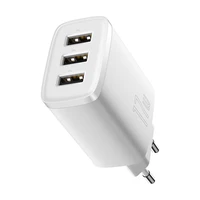 Baseus sienas lādētājs Compact 3 x USB balts 17W