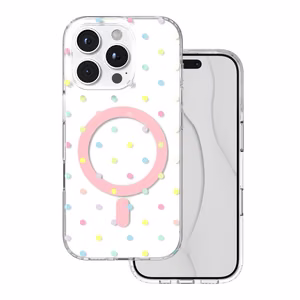 Bubble Dots Mag maciņš, paredzēts iphone 16 Pro 6,3", balts