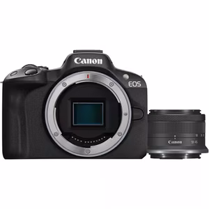 Canon EOS R50 + RF-S 18-45mm F4.5-6.3 IS STM (SIP) Megapixel 24.2 MP Image stabilizer ISO sensitivity (max) 32000 Display diagonal 2.95 " Wi-Fi Video recording Automatic, manual CMOS Black