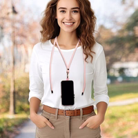 SWING (8 mm) tālruņa siksniņa, tālruņa piekariņš ar regulējamu garumu / auklas garums 165 cm (maks. 82,5 cm cilpā) / uz pleca vai ap kaklu – gaiši rozā