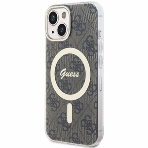Guess IML 4G magnētiskais viedtālruņa apvalks iPhone 15 Plus - brūns