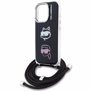 Karl Lagerfeld IML Crossbody Karl&Choupette Head Maciņš for iPhone 16 Pro - melns