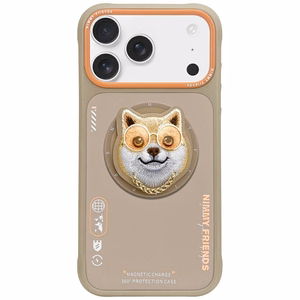 Nimmy Glasses Cool suņa magnētiskais viedtālruņa apvalks iPhone 17 Pro - bēšs