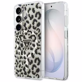 Guess maciņš IML Leopard Print Triangle MagSafe for Samsung Galaxy S26 melns