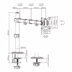 Gembird MA-D1-01 monitor mount / stand 81.3 cm (32") melns Desk