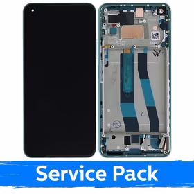 LCD displejs saderīgs ar Xiaomi Mi 11 Lite 4G (Lite 5G / Lite 5G NE) ar rāmi / Mint Green / (Service Pack)