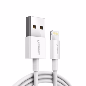 USB kabelis Ugreen US155 MFi USB to Lightning 2.4A 1.0m balts
