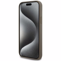 DKNY Ādas raksts metāla logotips Magnētiskais viedtālruņa apvalks iPhone 15 / 14 / 13 - brūna