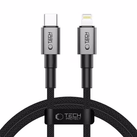 Tech-Protect UltraBoost DNA USB-C / Lightning PD27W/3A kabelis 100 cm - pelēks