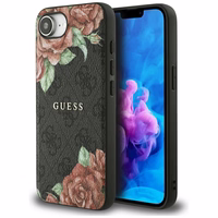Guess 4G Flowers Print magnētiskais viedtālruņa apvalks iPhone 16e - melns