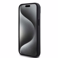 DKNY Ādas drukāts raksts metāla logotips Magnētiskais viedtālruņa apvalks iPhone 15 / 14 / 13 - melna