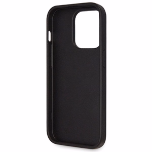 Guess GUHCP14LP4TDSCPK apvalks iPhone 14 Pro - melns krustenisks 4G metāla logotips