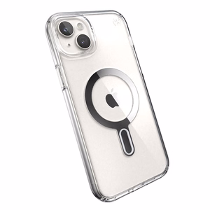 Speck Presidio Perfect-Clear MagSafe vāciņš ar ClickLock ierīcei iPhone 15 Plus / 14 Plus, caurspīdīgs ar hroma krāsas gredzenu