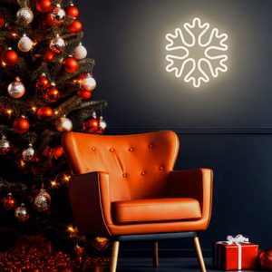 Forever Light FLNE20 LED neona Ziemassvētku sniegpārslas formas dekoratīvais gaismeklis, balts