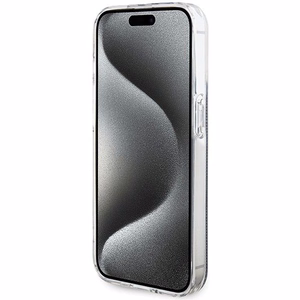 Guess IML 4G Gold Stripe viedtālruņa apvalks iPhone 15 Pro - melns