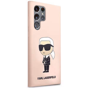 Karl Lagerfeld KLHCS23LSNIKBCP Sam S23 S918 Ultra жёсткий чехол розовый/розовый Silicone Ikonik