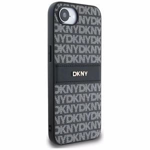 DKNY atkārtota tekstūras raksta ar tonālām svītrām apvalks iPhone 16e - melns