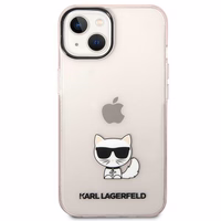 Karl Lagerfeld Caurspīdīgs Choupette Viedtālruņa apvalks iPhone 14 Plus / 15 Plus 6.7" - rozā