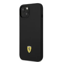 Ferrari FEHMSIP14MBK iPhone 14 Plus 6.7" melna/melna cietais apvalks silikona metāla logotips Magsafe
