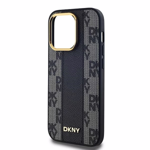 DKNY Ādas rūtainais magnētiskais apvalks iPhone 13 Pro / 13 - melns