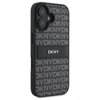 DKNY tekstūras raksta svītrains viedtālruņa apvalks iPhone 16 - melns