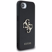 Guess PU Grained 4G Metal Logo viedtālruņa apvalks iPhone 16e - melns
