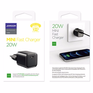 Joyroom ātrs sienas lādētājs USB Type C 20W Power Delivery Quick Charge 3.0 AFC melns (L-P202)