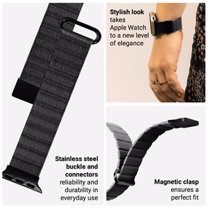 Crong Eclipse magnētiska ekoādas siksniņa Apple Watch 44 / 45 / 46 / 49 mm, melna