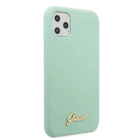 Guess GUHCN58LSLMGG iPhone 11 Pro zaļš cietais apvalks Silikona Vintage Gold Logo