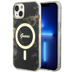 Guess GUHMP14MHTMRSK iPhone 14 Plus 6.7" Viedtālruņa apvalks melns/melns zelta marmora Magnētiskais