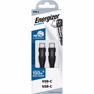 Energizer Ultimate C541CKBK USB-C–USB-C uzlādes un datu kabelis, 2 m, 100 W, melns