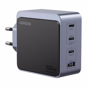 Pelēks Ugreen X565 GaN 100 W lādētājs ar 3 × USB-C un USB-A (35043)