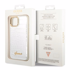 Guess GUHCP14SHGCRHS iPhone 14 6.1 "sudraba cietais apvalks Croco kolekcija