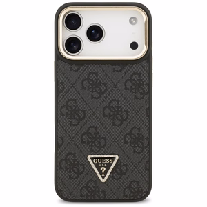 Guess 4G PU Triangle Logo & Stand Camera Magsafe чехол iPhone 17 Pro Max - черный
