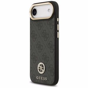 GUESS magnētiskais viedtālruņa apvalks IPHONE 17 Air, savietojams ar MagSafe GUHMP17MP4GRMDEK (PU apvalks ar 4G Strass logotipu) melns